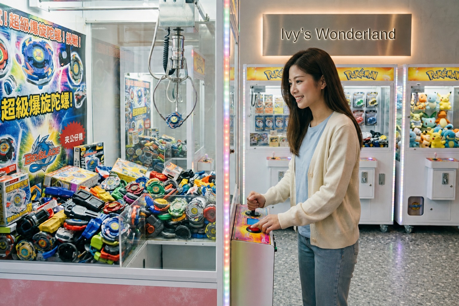 Ivy’s Wonderland 夾公仔機:爆旋陀螺機同 Pokémon 卡機並排